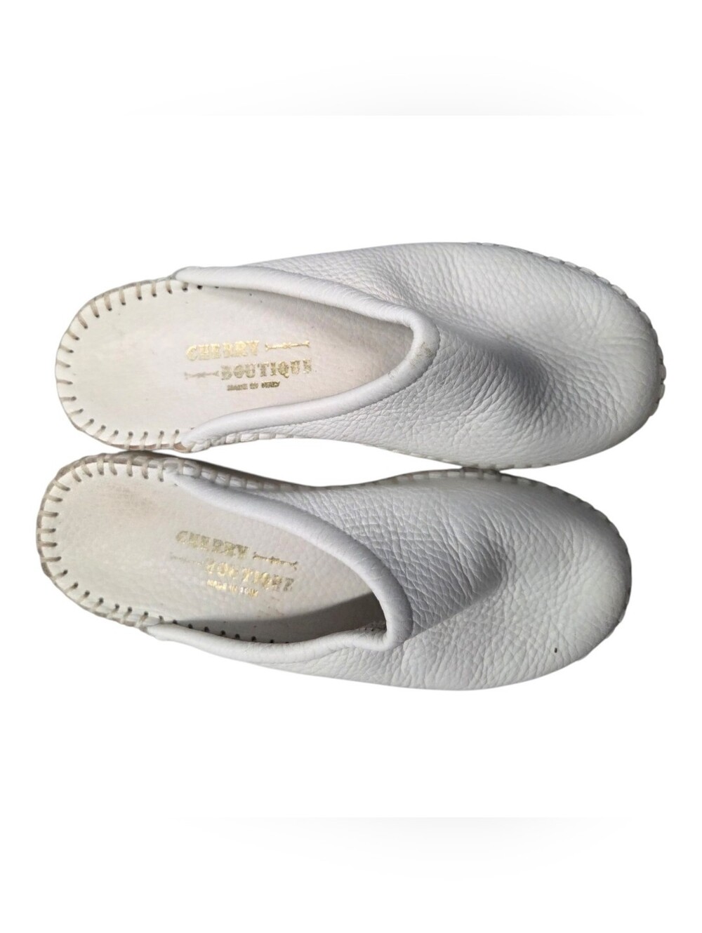 Cherry Boutique White Leather Slip-On Women's Flats